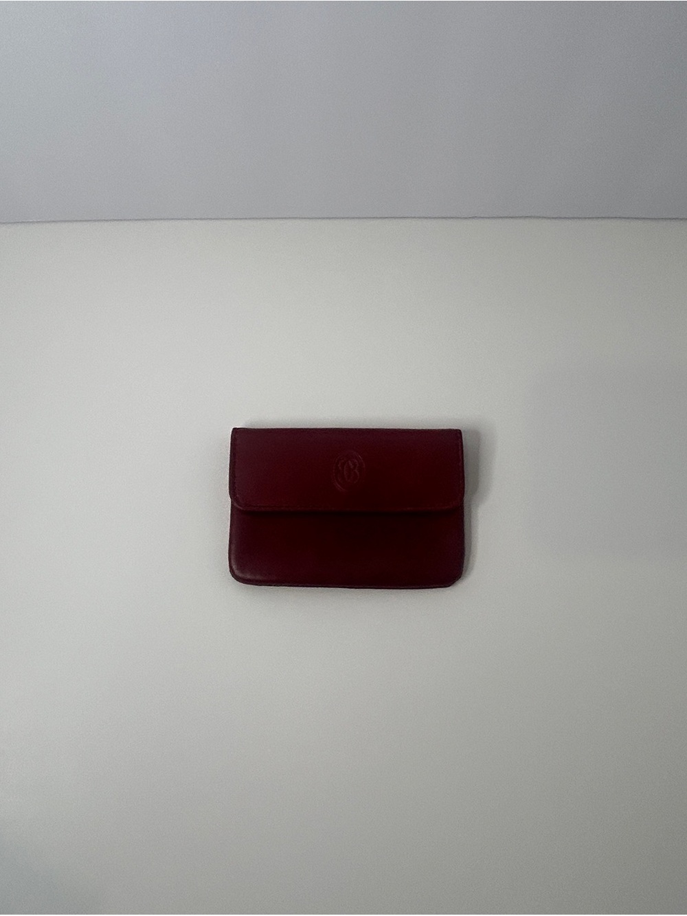 Buxton Burgundy Leather Envelope Clutch Embossed Logo Flap Closure
